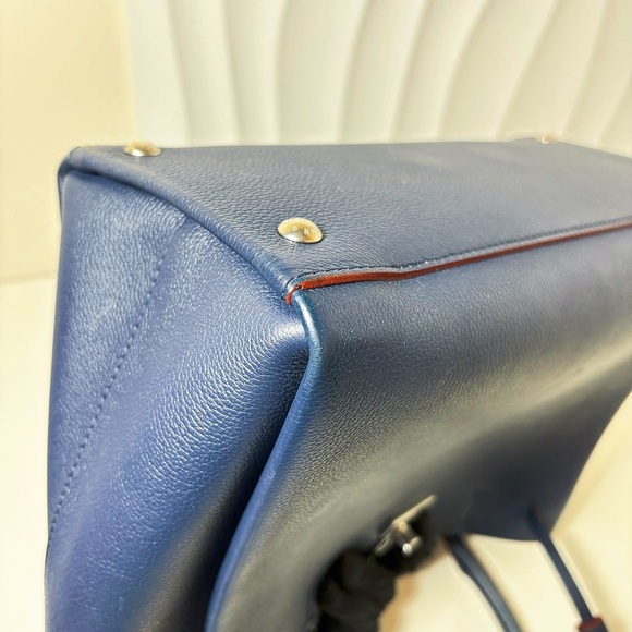 Louis Vuitton Navy Leather Lock Me Tote Bag with Red Accents - Picture 14 of 16